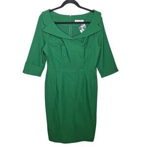 Muxxn Retro 50s Wiggle Pencil Dress XL Pinup Wiggle Emerald Green NEW Vamp